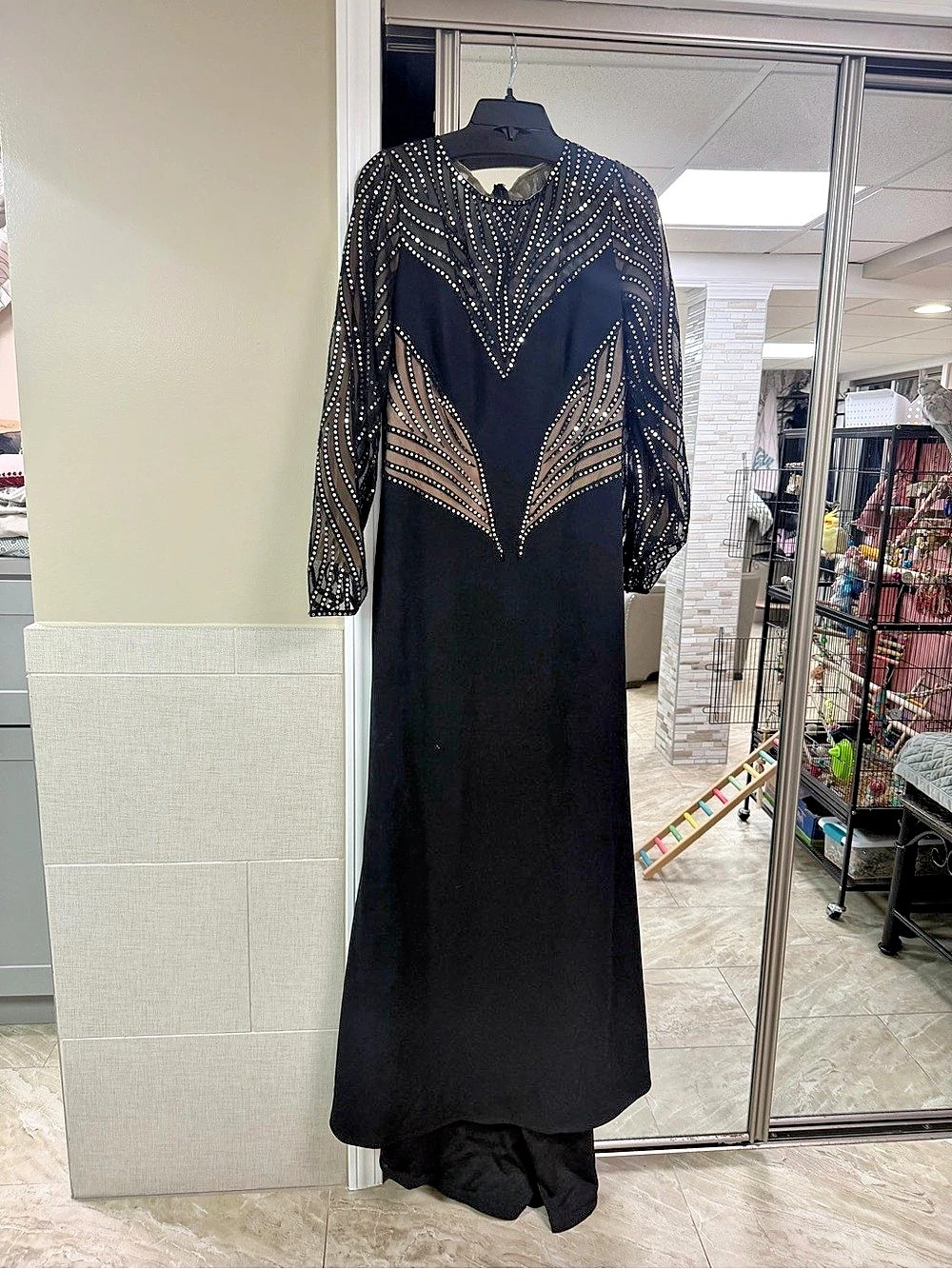 Tadashi Shoji Sequin Illusion Column Gown